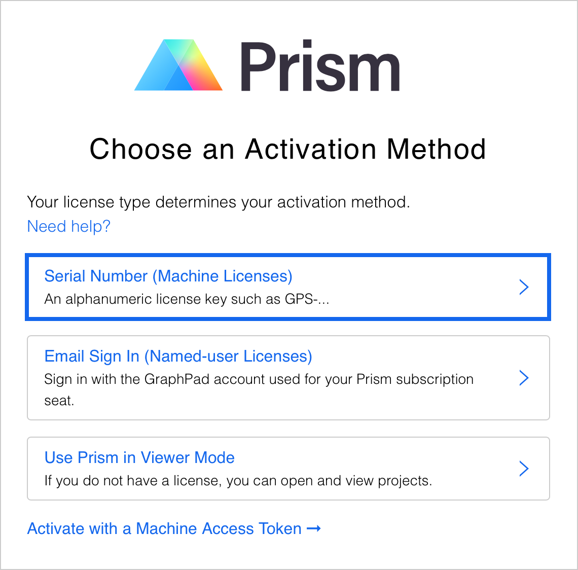 Prism 10 Serial Number Activation Dialog